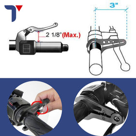 TOTSS installed on motorcycle handlebar in use, shows how it reduces wrist strain