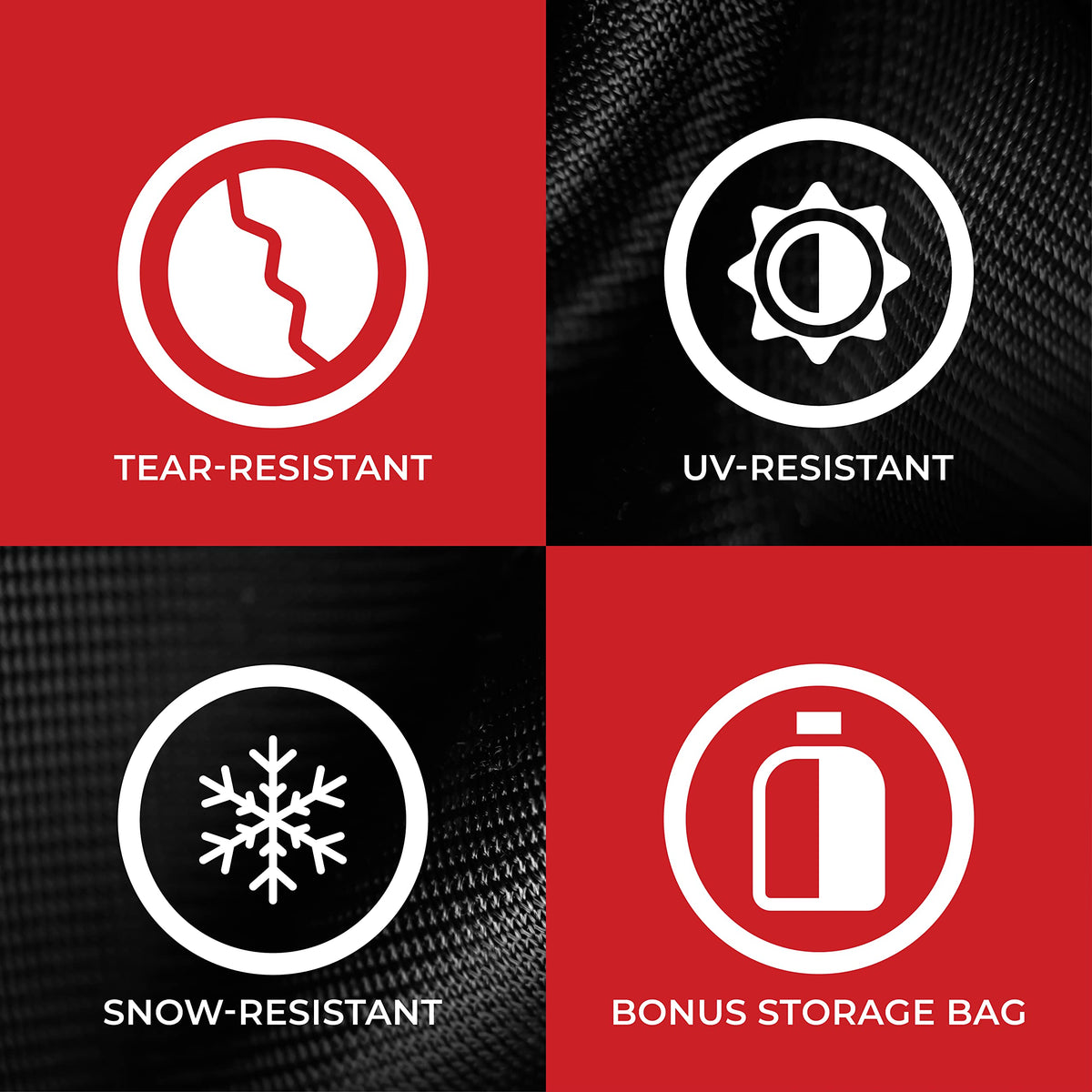 Tough Cover folded in storage bag for compact transport and tidy storage
