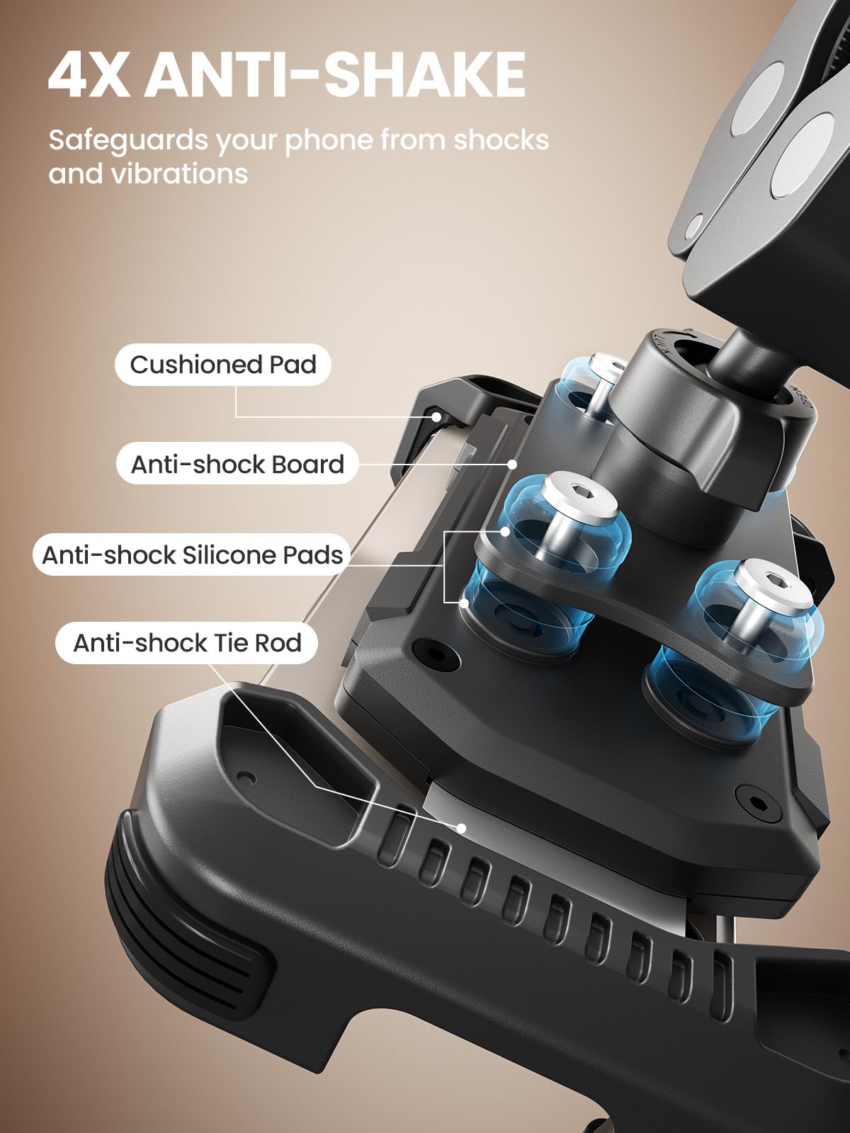 tounee backplate close-up with four silicone dampers reducing vibration