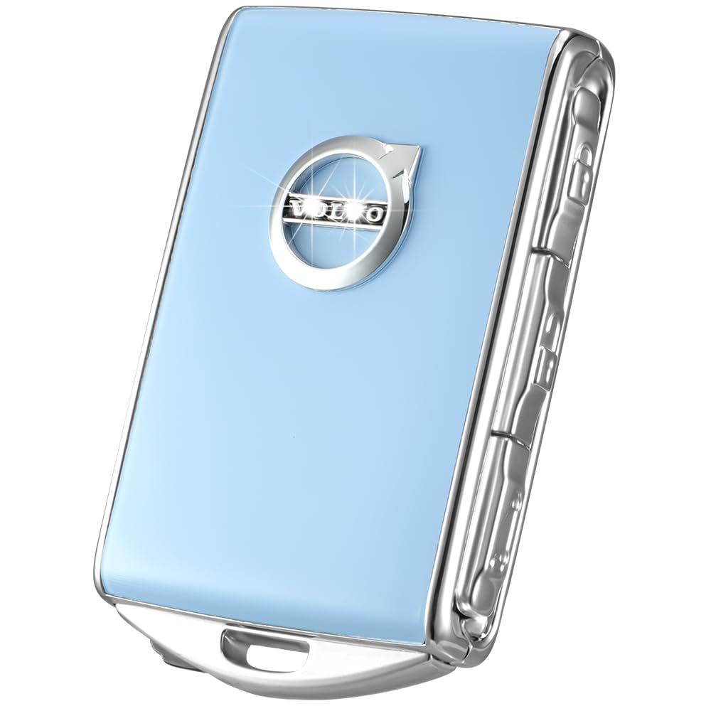 TOUPHY blue zinc alloy key cover front view showing precise button alignment and premium look