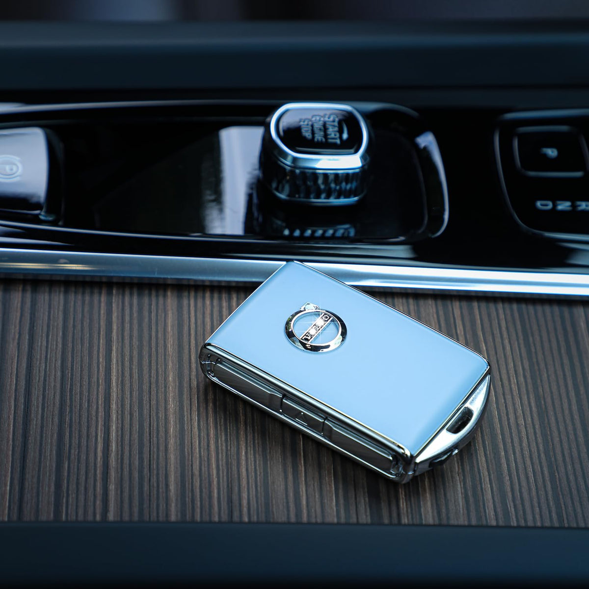 TOUPHY protective shell installed on Volvo key showing secure fit and maintained button access