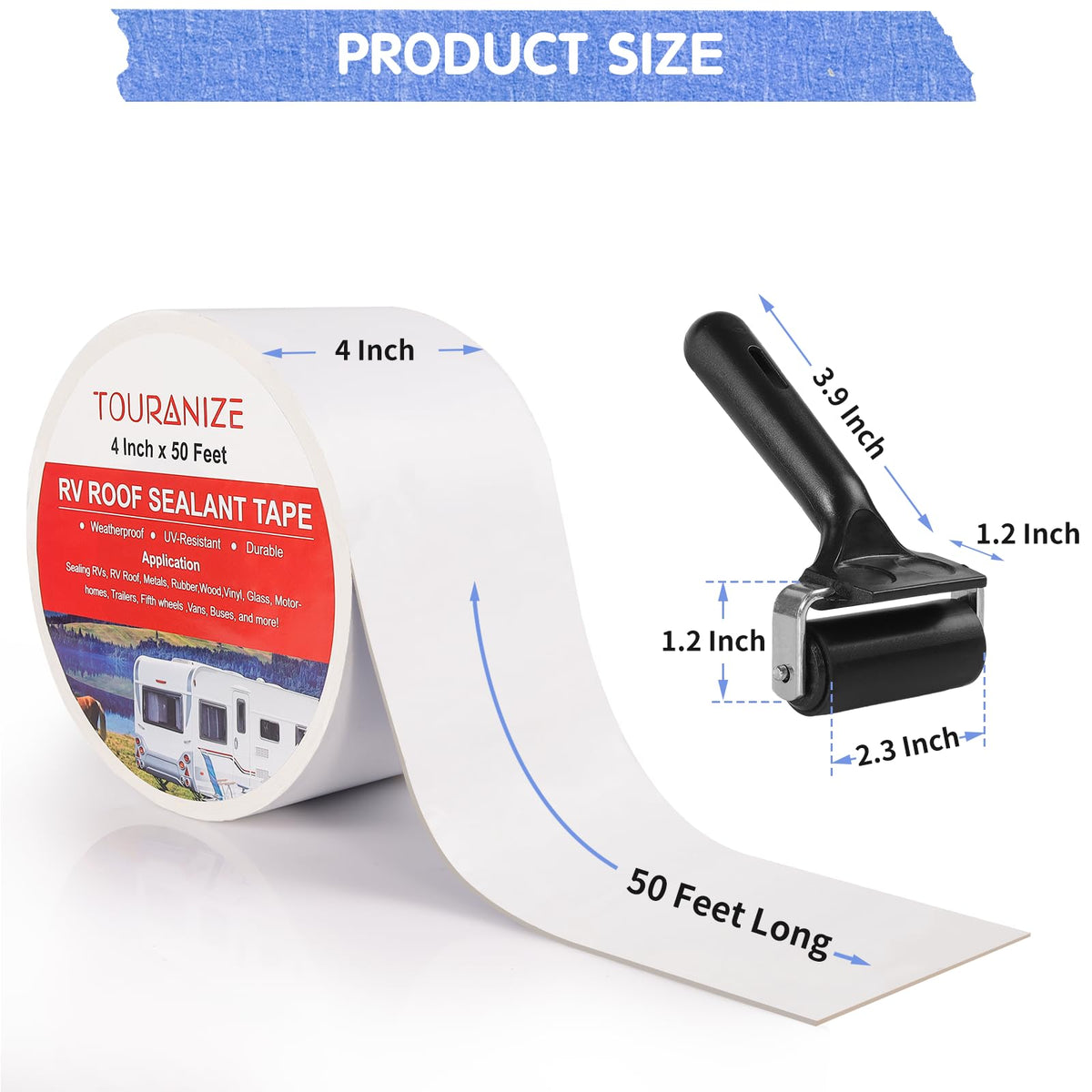 Touranize close-up of rubber roller with tape for smooth pressure application benefit