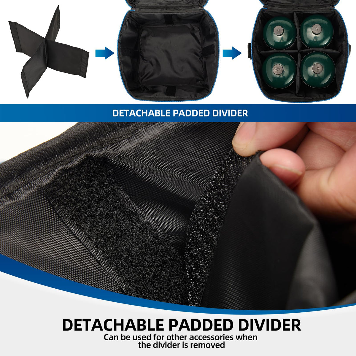 TOURCYCLE padded removable divider keeping cylinders separated and safe