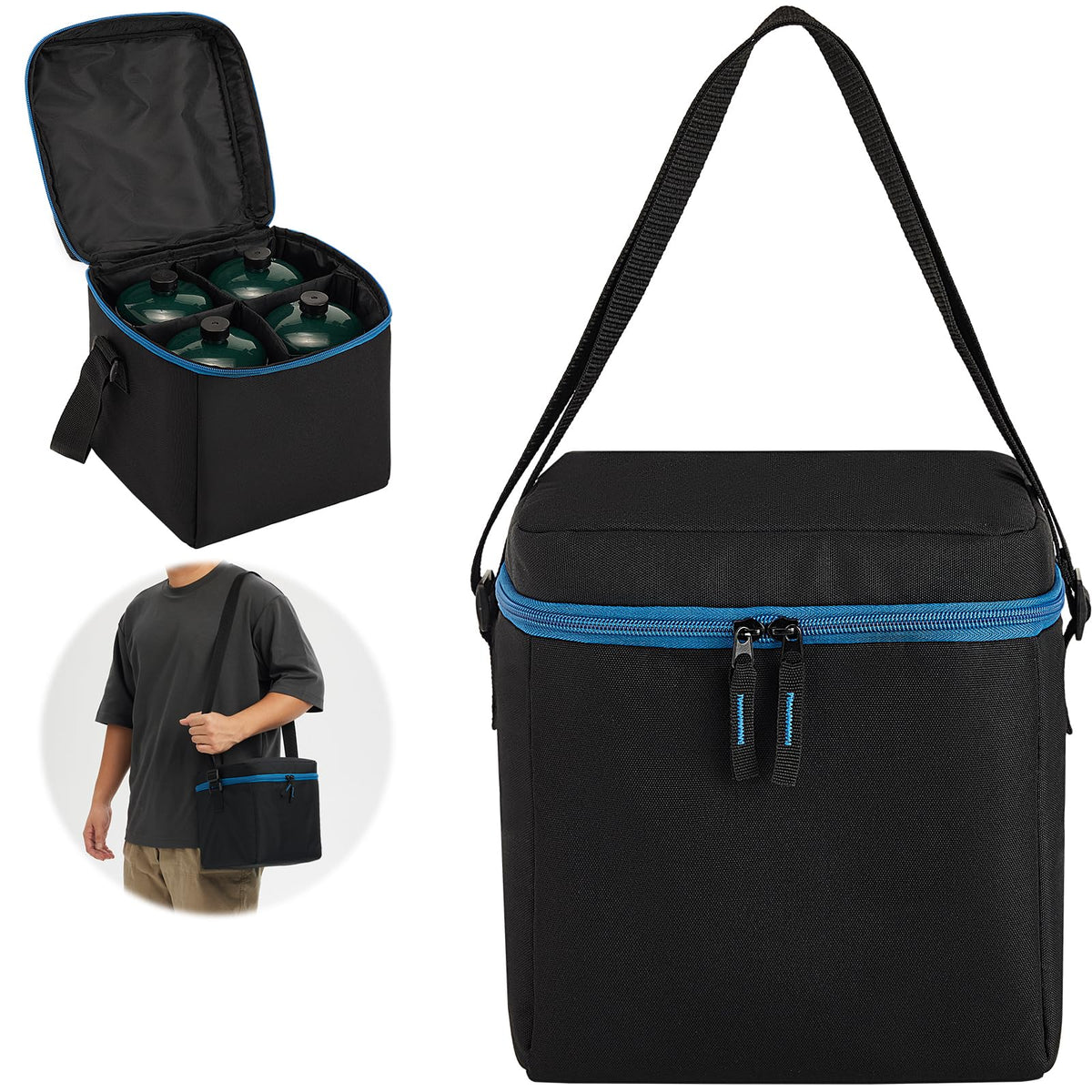 TOURCYCLE front view of the padded propane bag showing compact protection
