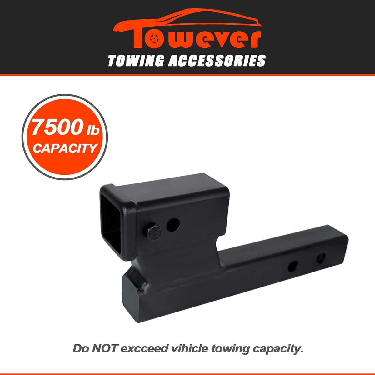 Towever installed in a vehicle receiver for added clearance benefit
