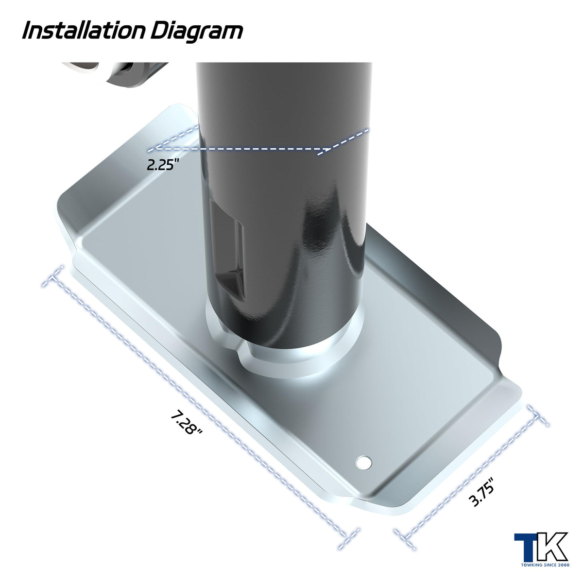 TOWKING base and pipe mount detail showing solid construction for stability