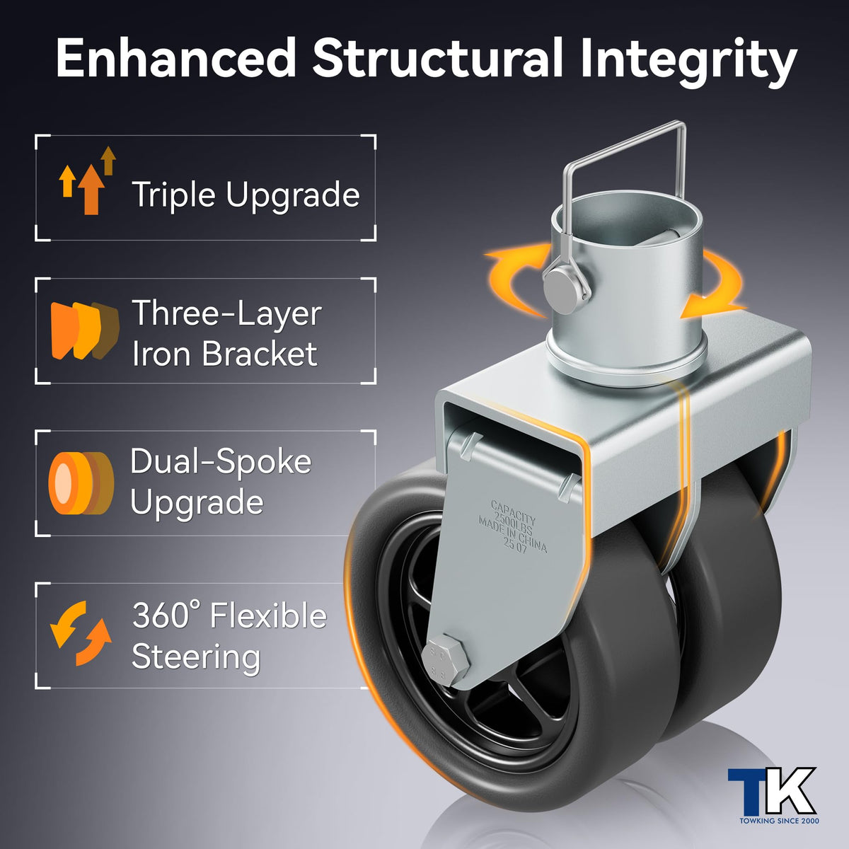 TOWKING reinforced bracket closeup with dual side plates for superior strength benefit