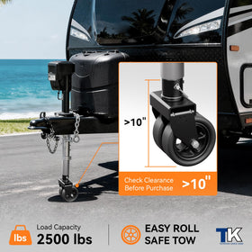 TOWKING close-up of dual 6" spoked wheel highlighting smoother rolling performance