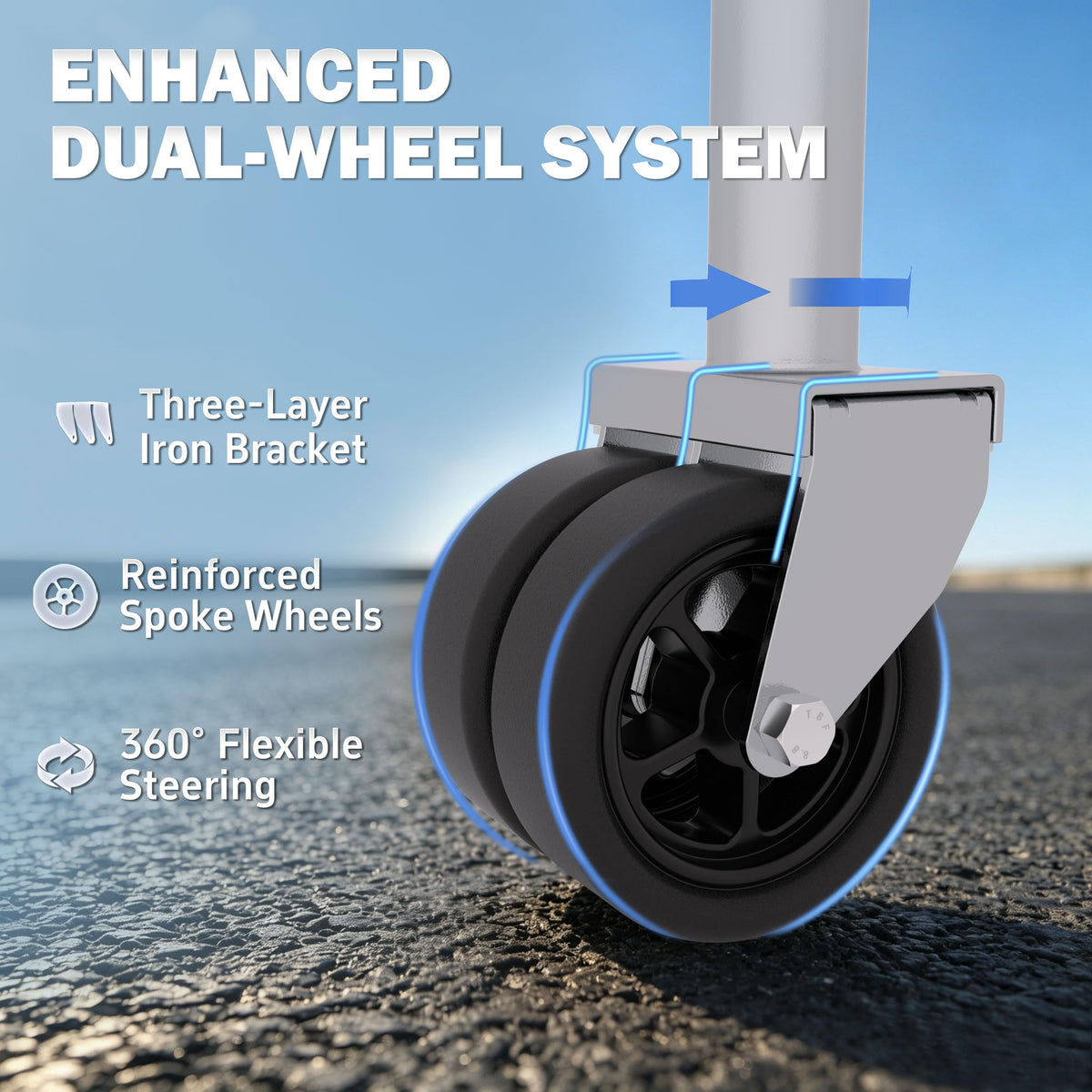 TOWKING dimensions shown to illustrate 12" retracted 22" extended range