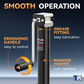 TOWKING drop leg extended showing extra height for quicker hitch adjustments
