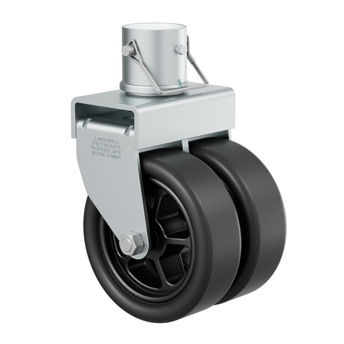 TOWKING front view assembled caster showing sturdy dual wheels benefit maneuverability