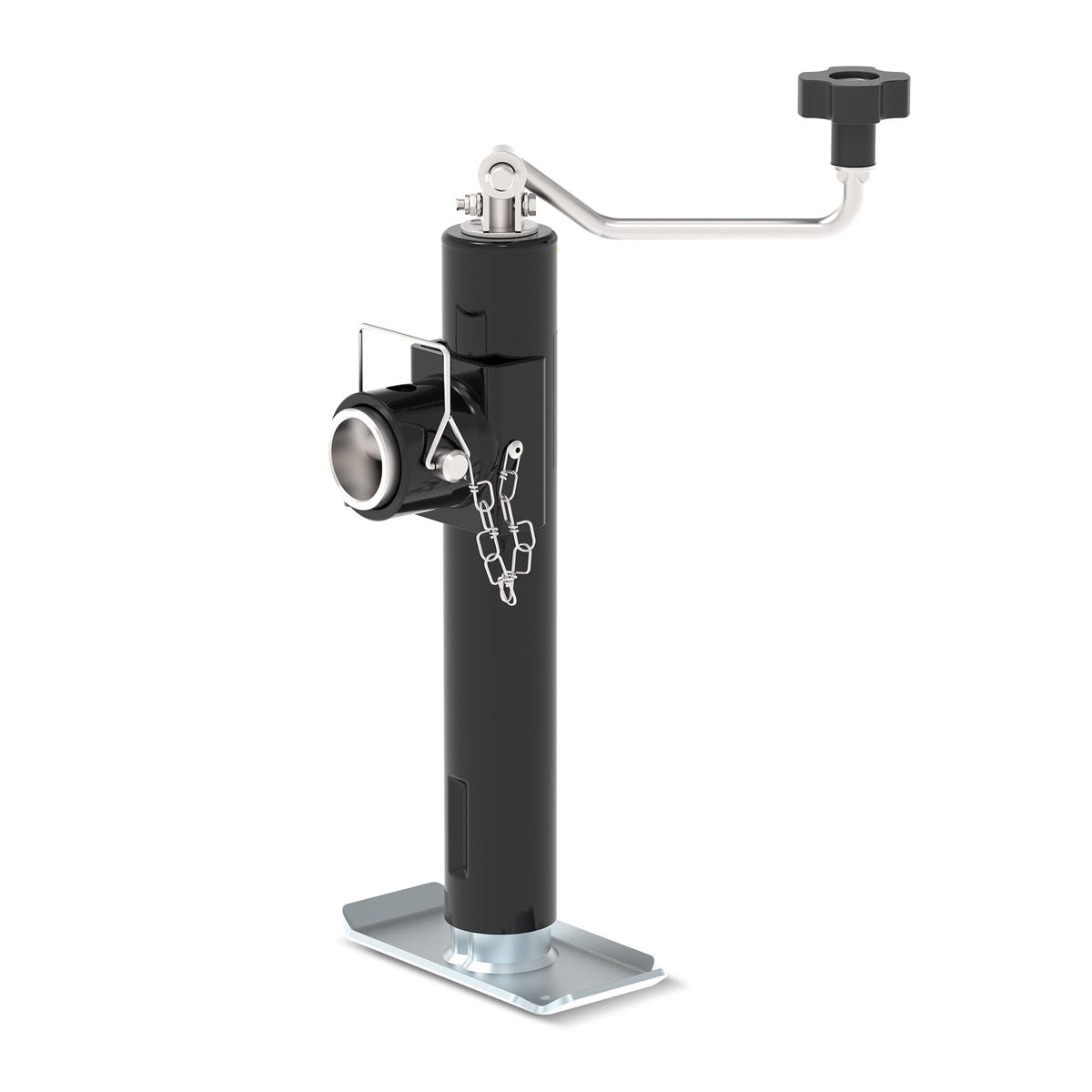 TOWKING front view of weld-on jack showing sturdy support and compact footprint