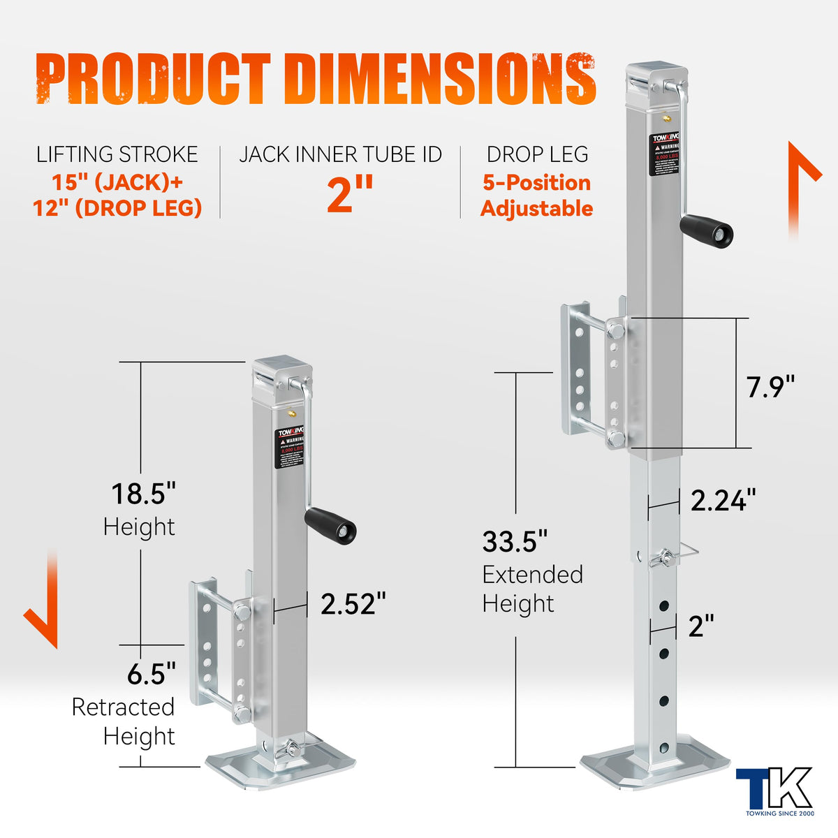 TOWKING handle and gear close-up ensuring smooth lift benefit