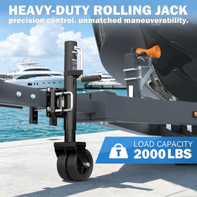 TOWKING jack installed on a boat trailer showing practical field use