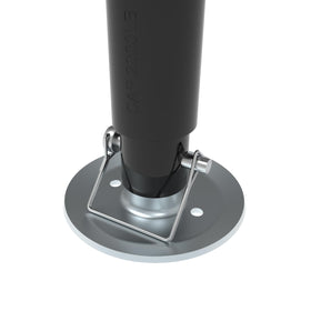 TOWKING jack installed on trailer tongue, demonstrates bolt-on or weld-on secure mounting