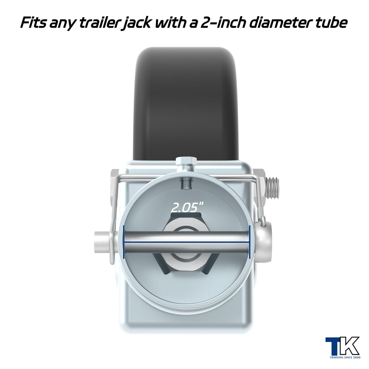 TOWKING caster on trailer tongue demonstrating easier maneuvering
