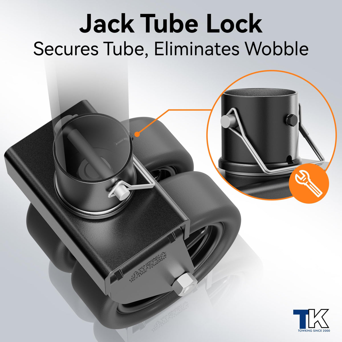 TOWKING mounted on 2" jack tube demonstrating easy fit and secure attachment