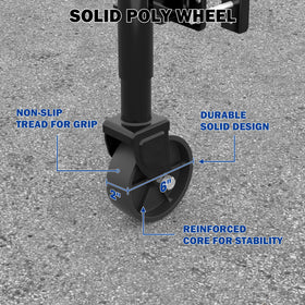 TOWKING next to tape measure showing compact 13" to 23" adjustable height benefit
