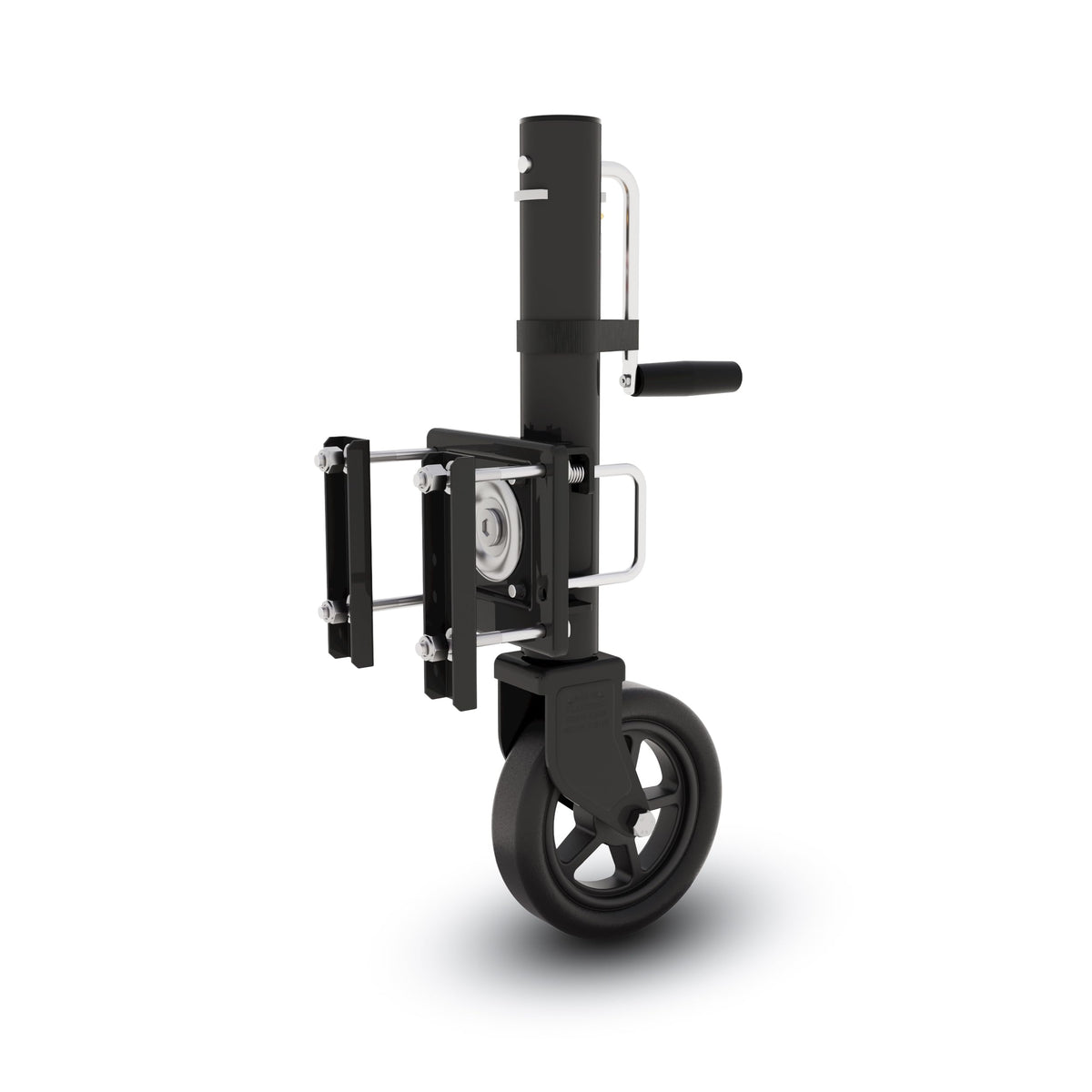 TOWKING jack on trailer in lifestyle setting aiding hitching and positioning