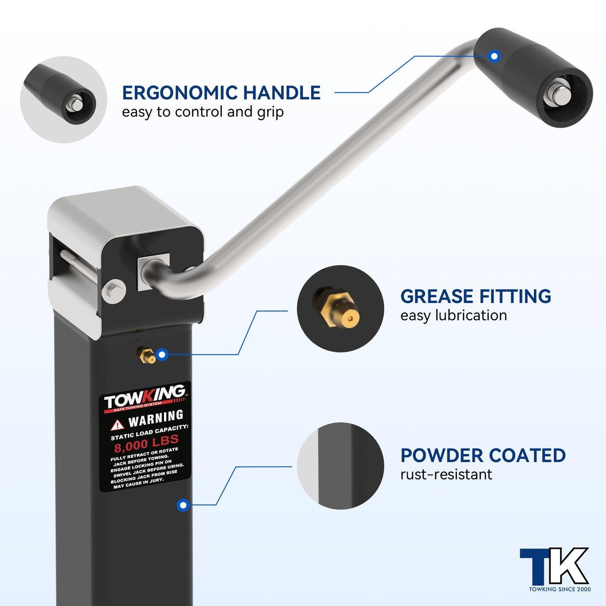 TOWKING weld joint on trailer frame showing secure permanent attachment advantage