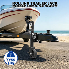 TOWKING wheel close-up illustrating smooth rolling for effortless trailer repositioning