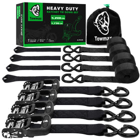 Towmax front packaging showing full 4-pack kit and included storage bag benefit organization