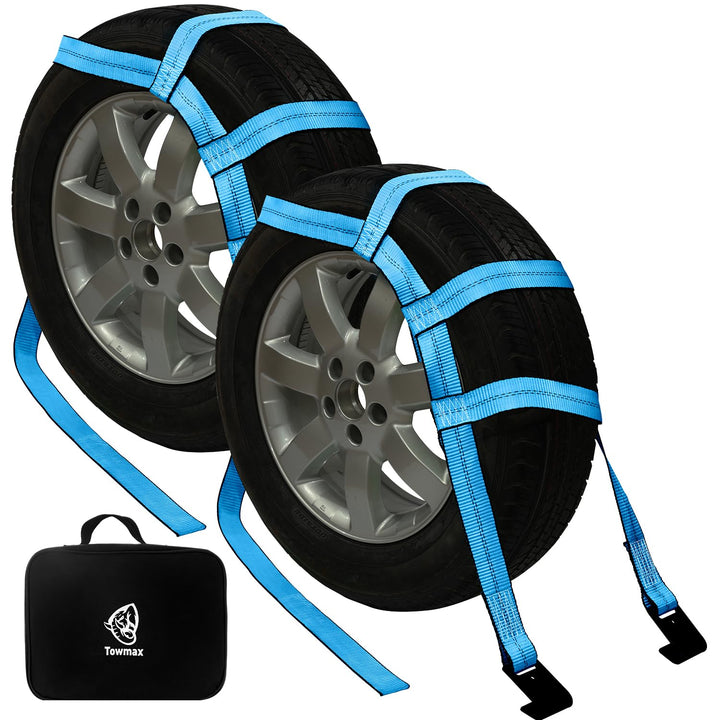 Towmax front packaging showing two blue dolly basket straps for fast identification