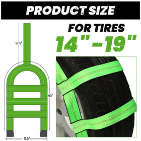 Towmax straps beside a tape measure for scale and compatibility reassurance