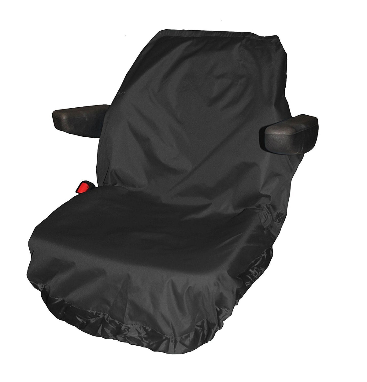 Town & Country large tractor seat cover front view showing durable black fabric and fit benefits