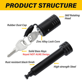TOWSWELL closeup of 5/8-inch pin and keyhole showing durable steel detail