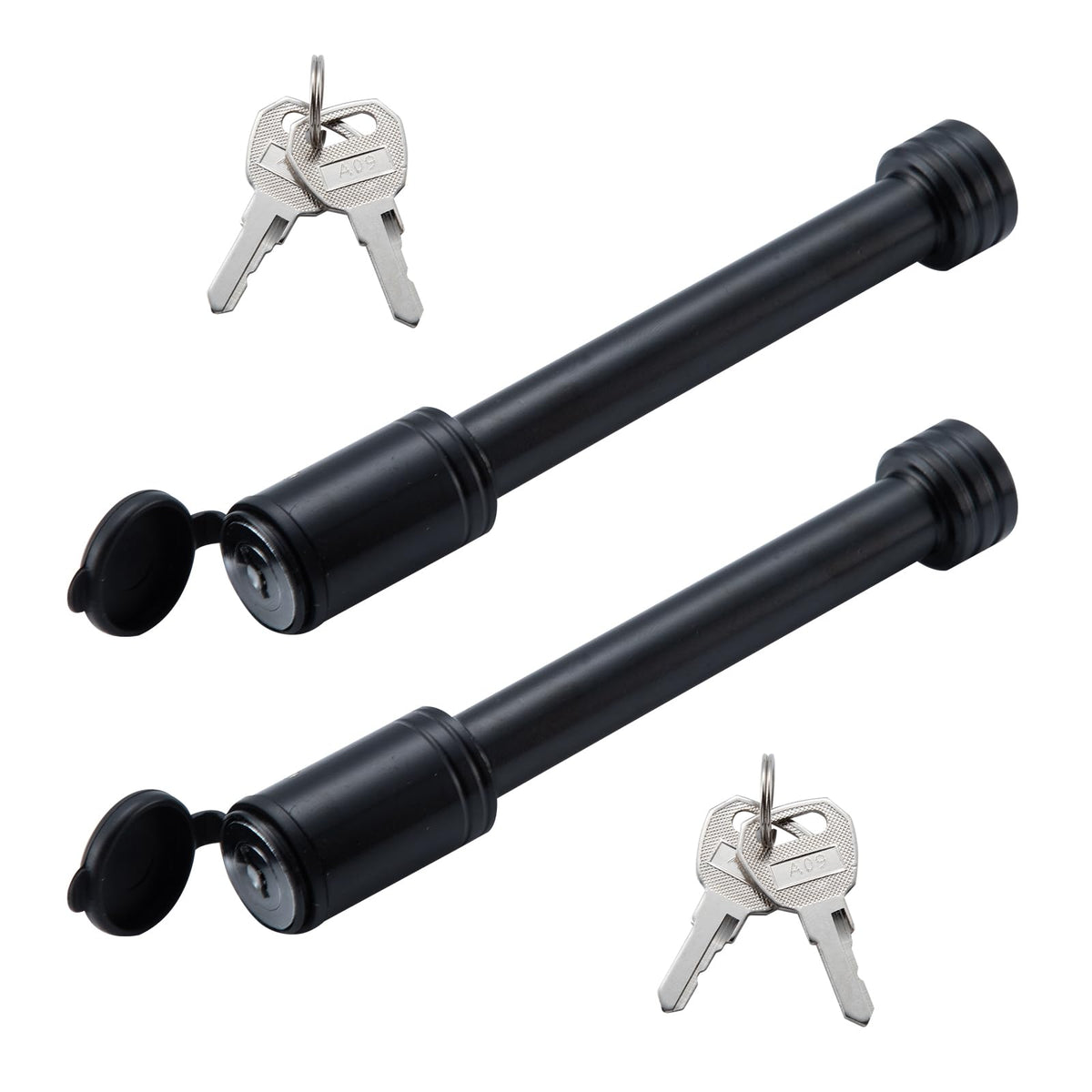 TOWSWELL front view of two-pack hitch pin locks showing compact packaging and security benefit