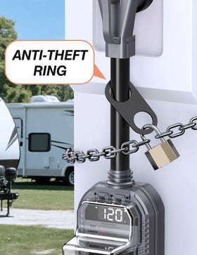 TOWTAMER next to RV plug for scale showing spacious interior fit and convenience