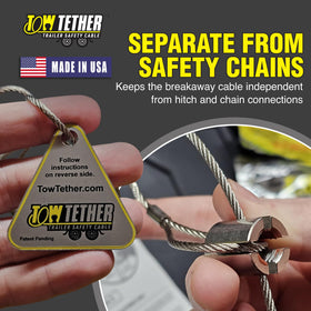 TowTether installed on a trailer tongue demonstrating correct cable routing and reliable placement