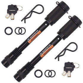 TowWorks front view of 5/8 inch extra long hitch lock showing robust construction and security