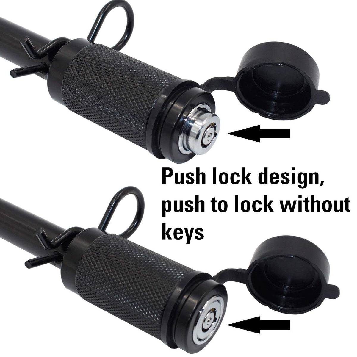 TowWorks keys and dust cap on a workbench showing easy operation and dust protection