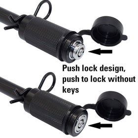 TowWorks hitch lock beside ruler for length scale and fit verification