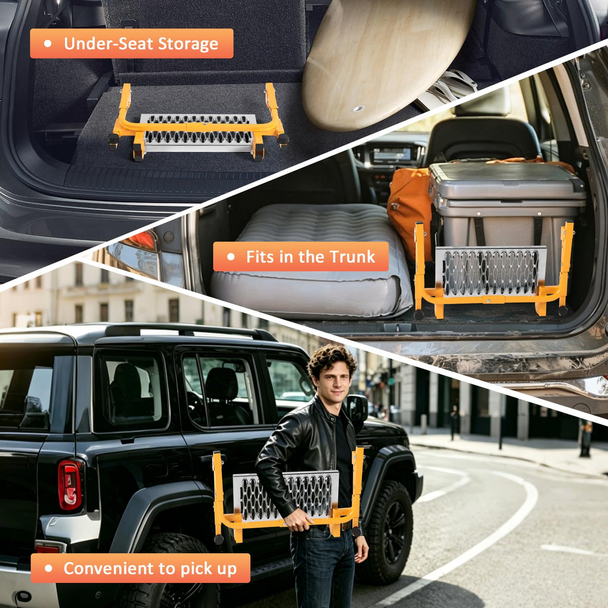 TOXYMHO in use accessing roof rack showing stable, hands-free reach advantage