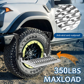 TOXYMHO mounted on SUV tire in use providing quick rooftop access