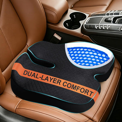 TOYALI front view of car seat cushion showing shape and fit for comfort