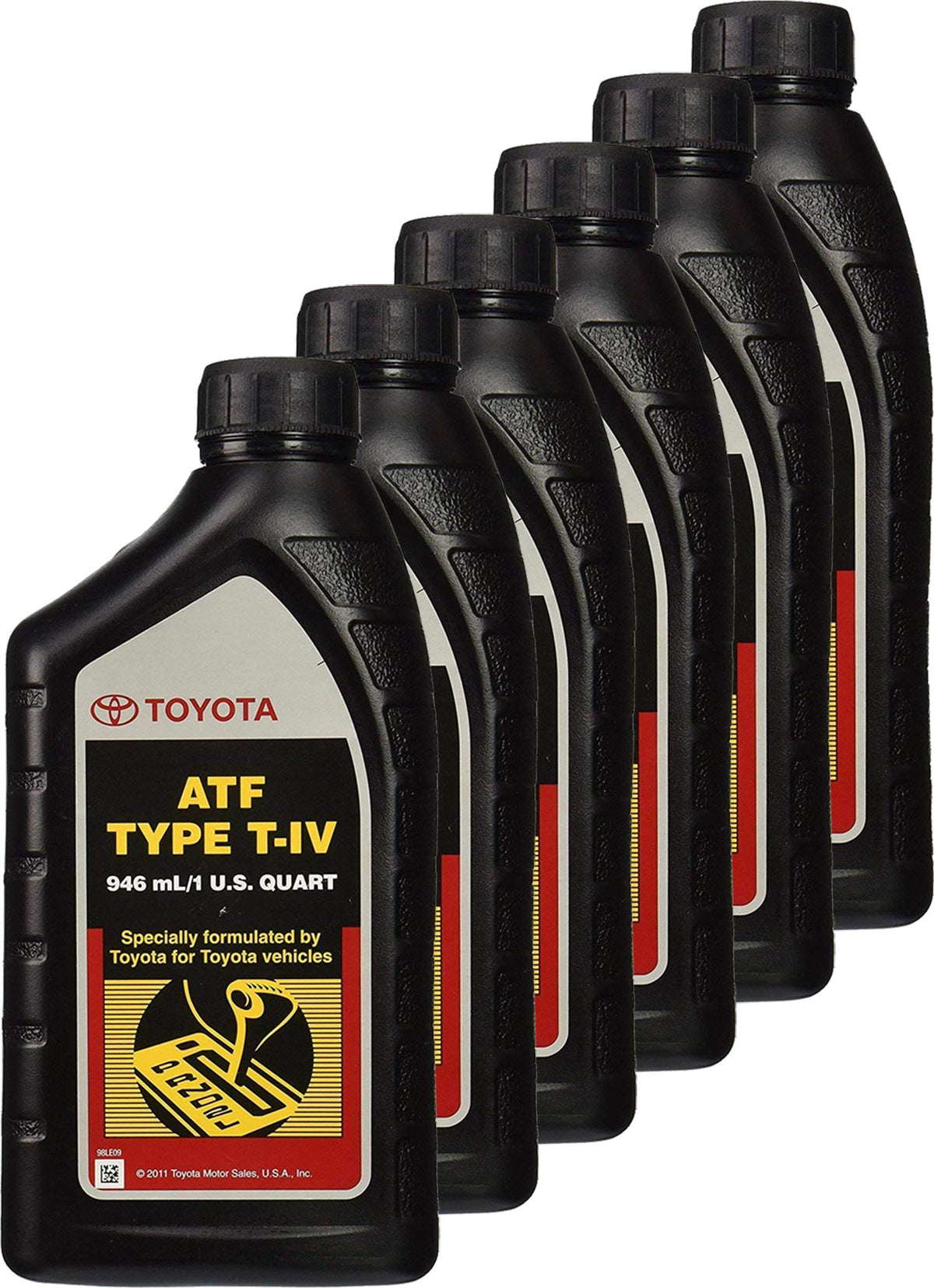 Toyota 00279-000T4 front packaging showing six 192-ounce bottles and clear labeling, ensuring correct fluid choice