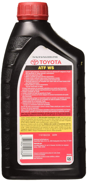 Toyota 00289-ATFWS label close-up highlighting genuine Toyota markings benefit: authentic part verification