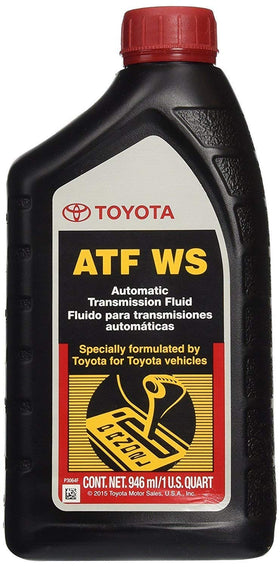 Toyota 00289-ATFWS pack beside a quart measure for scale benefit: visual quantity and size clarity