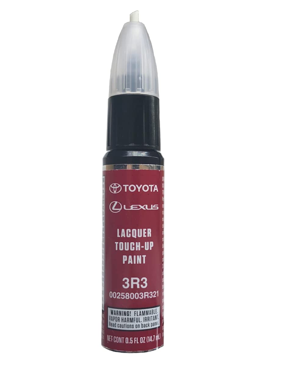 Toyota touch-up 3R3 Barcelona Red Metallic front view showing accurate color match and neat repair