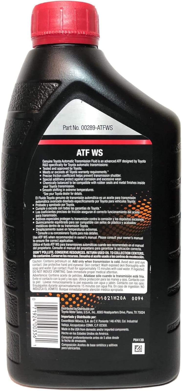 Toyota World Standard Autom ATF 00289-ATFWS being poured into transmission for accurate fill and protection