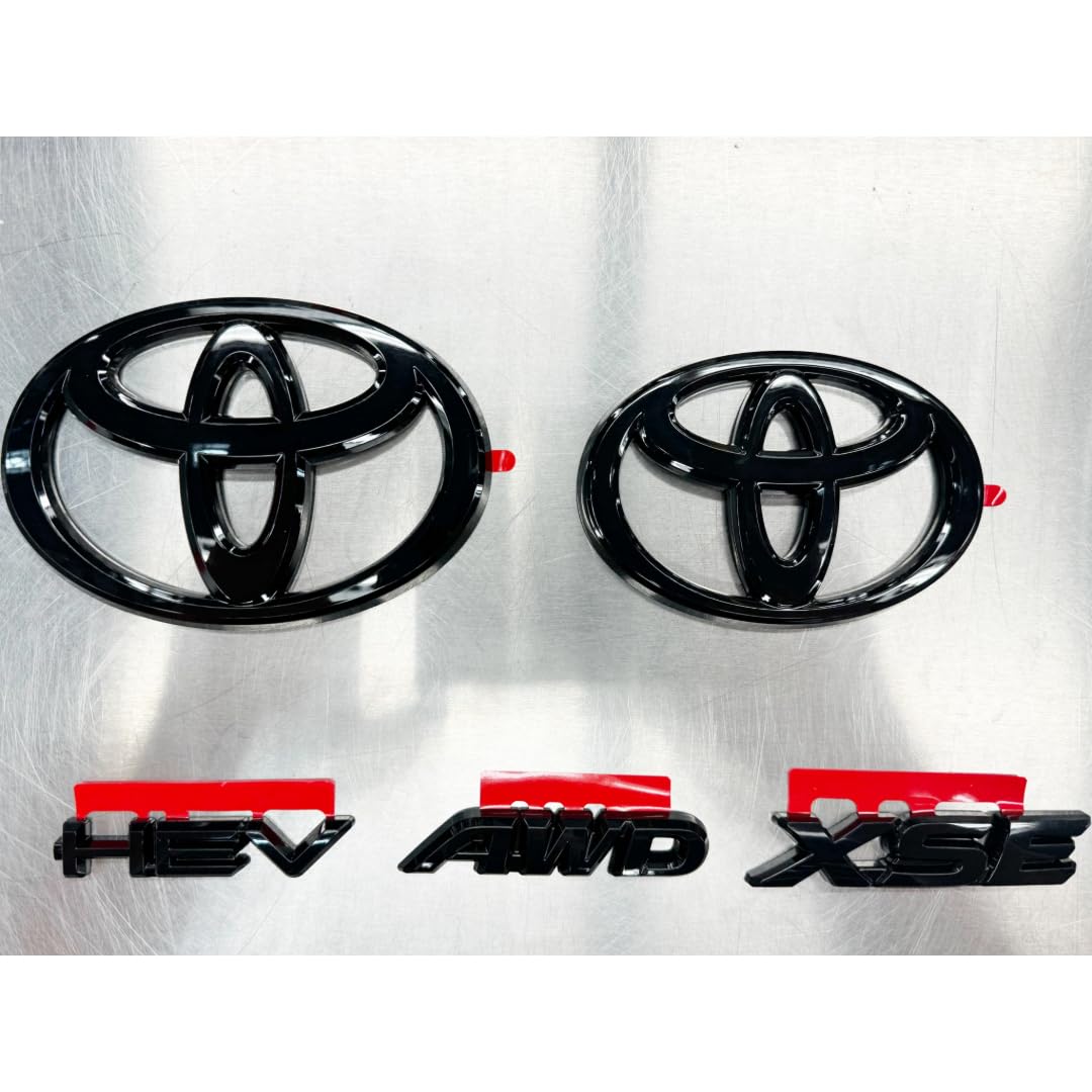 Toyota blackout emblem overlay front badge showing sleek black finish and refined look
