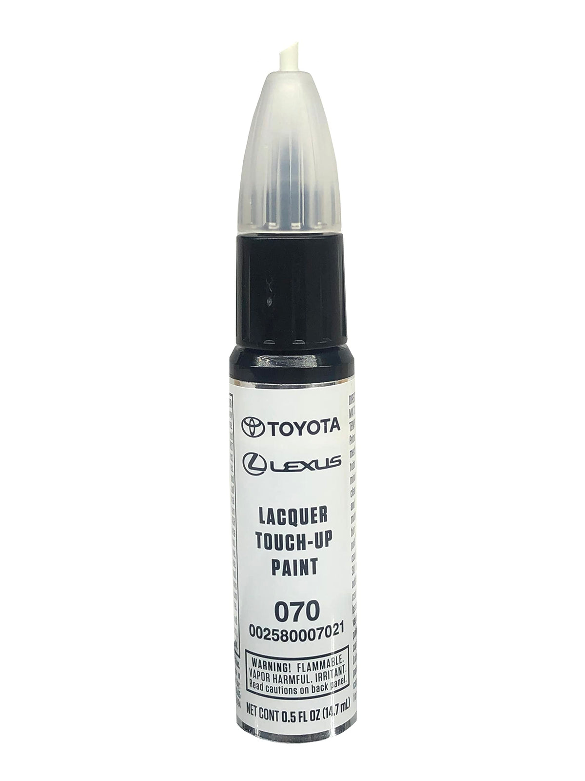 Toyota touch-up pen front view showing Blizzard White Pearl color and precise repair benefit