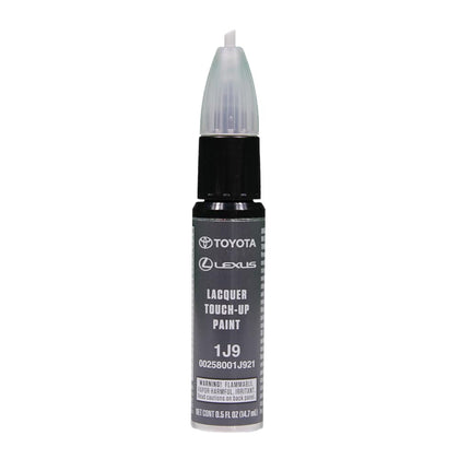 Toyota touch-up bottle front view showing Celestial Silver Metallic and built-in brush for accurate repairs