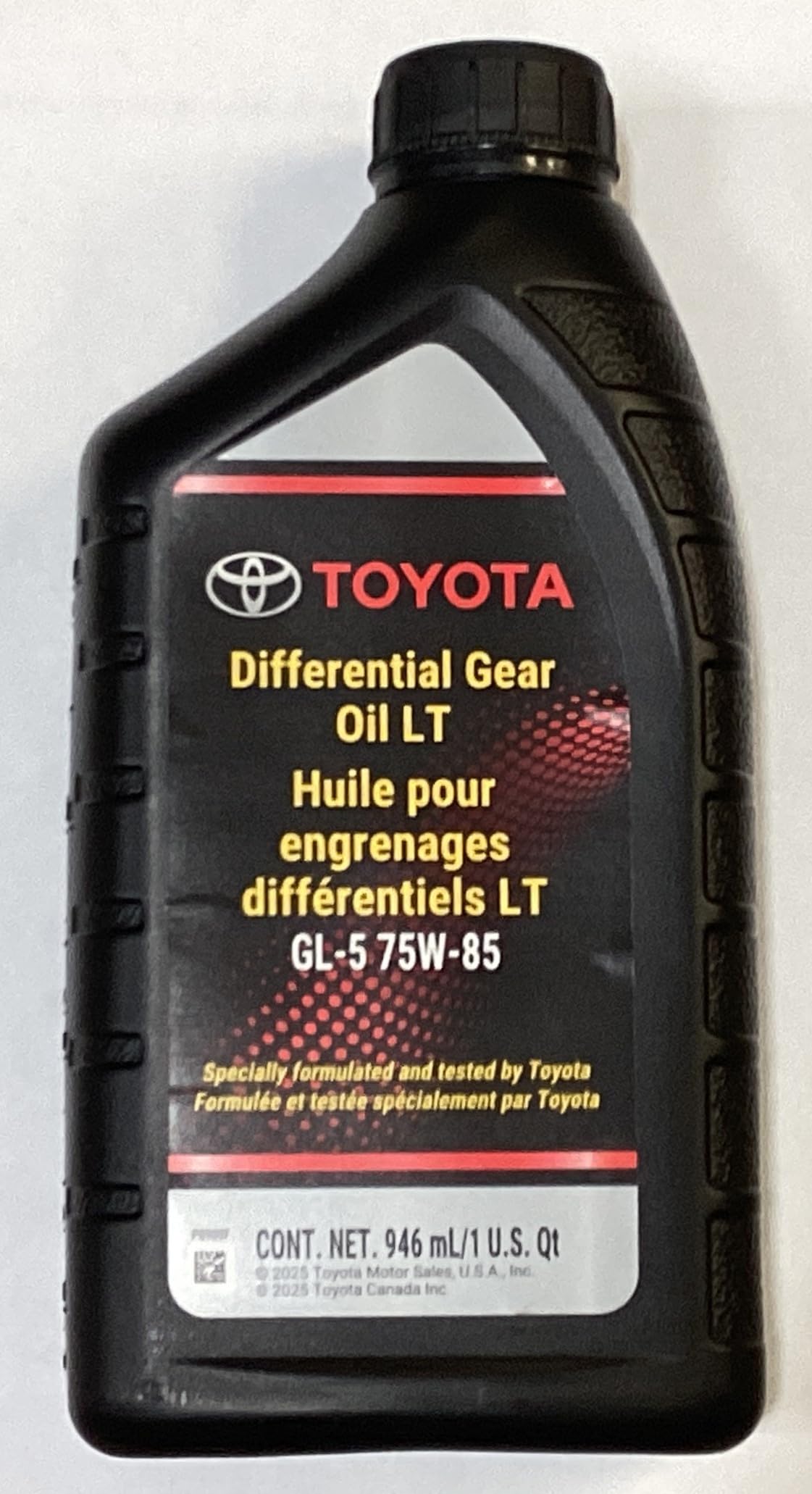 Toyota differential gear oil front label showing product and reliable protection