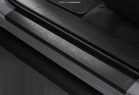 Toyota door sill front view showing black OEM fit and durable protection
