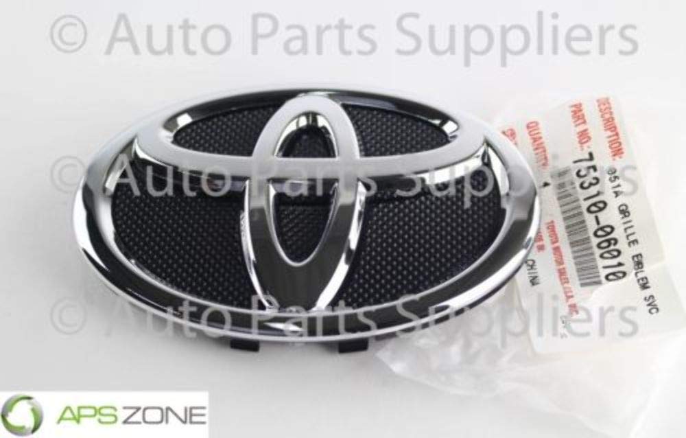 Toyota emblem close-up of finish and detail ensuring factory appearance and durability